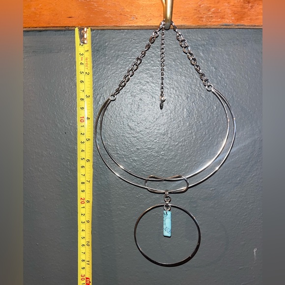 Silver Necklace with Turquoise Pendant - fashion jewelry. - Picture 4 of 6